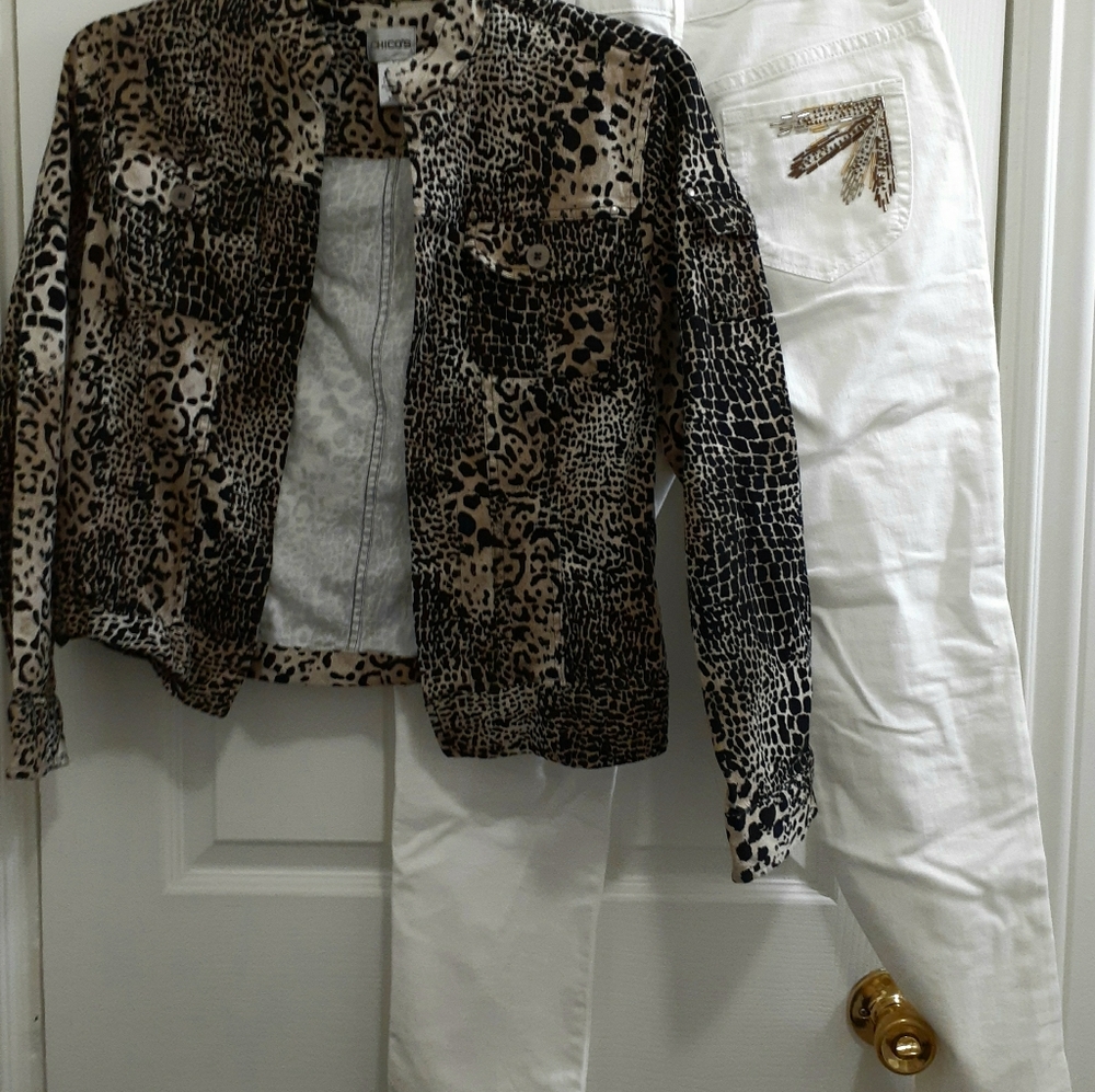 Chico's.  Jacket & jeans combo